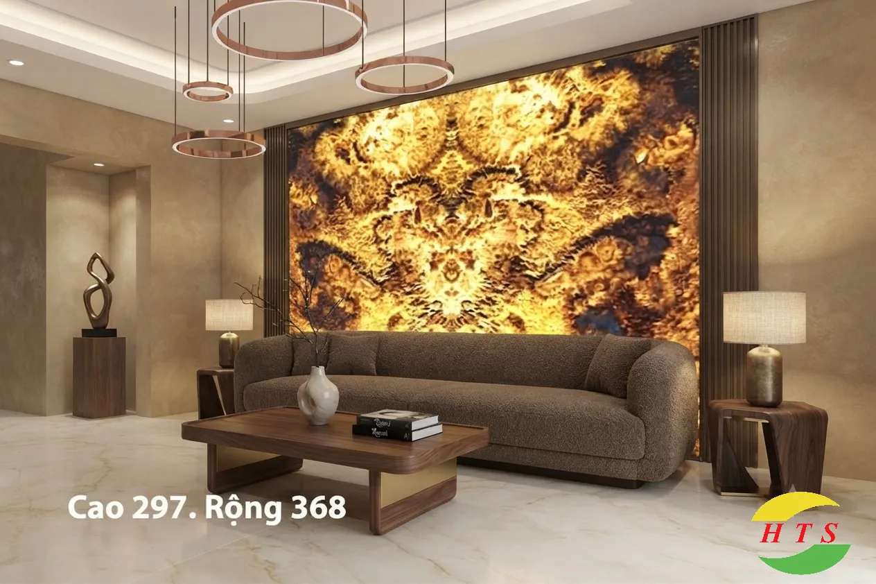 tranh đá onyx tông màu vàng